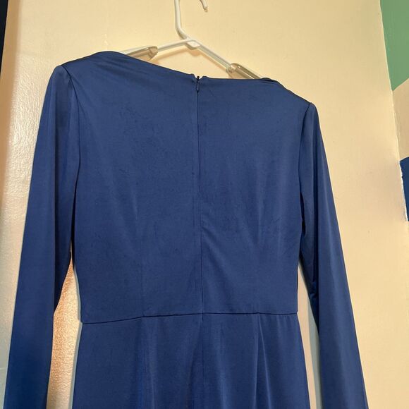 Eliza J Long Sleeve Faux Wrap Knit Dress Blue size 8 - Picture 5 of 8